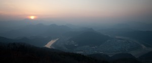 Hazy air at sunset above Danyang