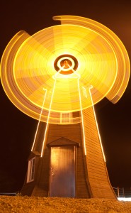 Windmill on the river promenade in Danyang