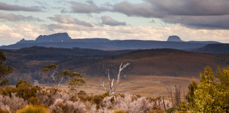 Cradle Mountain and Barn Bluff in the evening light.